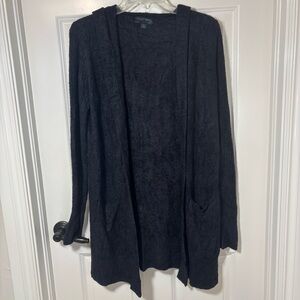 Barefoot Dreams Open-Front Hooded Cozy Chic Cardigan Women’s S Dark Charcoal